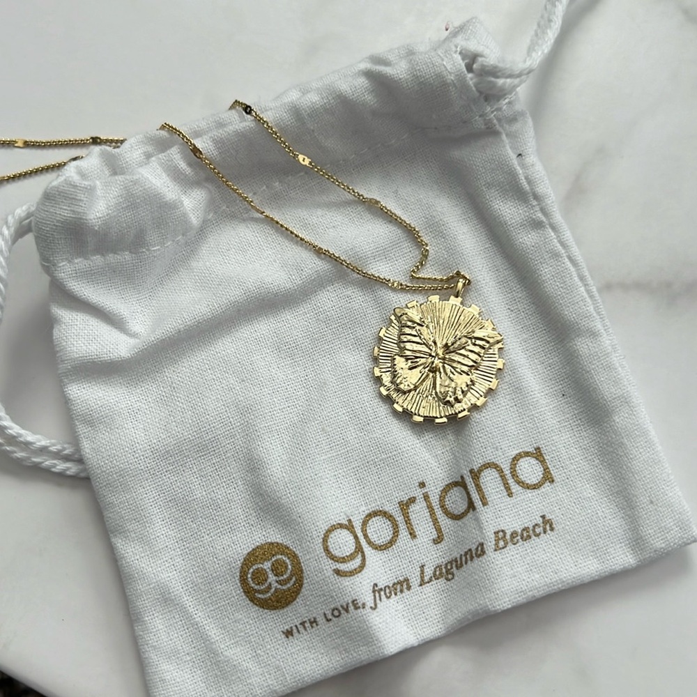 Gorjana Gold pendant coin butterfly necklace